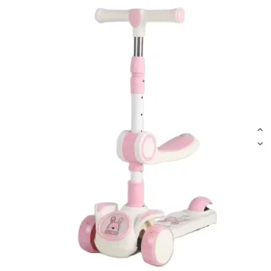 Foldable Steel 3 Wheel Kids Scooter LED Light Wide Board 4 Level Height Adjustable Outdoor Toy
