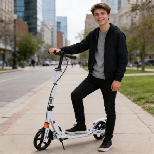 Foldable Two-Wheel Kick Scooter for Kids Age 6-12 Years Adjustable Handlebar Lightweight Outdoor