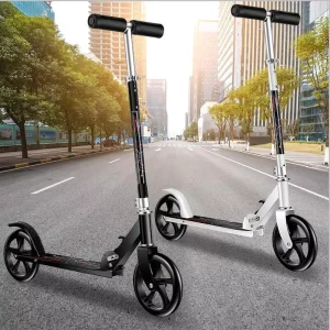 Foldable Work Campus Kick Scooter for Adults Adolescents Adjustable Height Big Wheel Made of Steel Alloy Aluminium