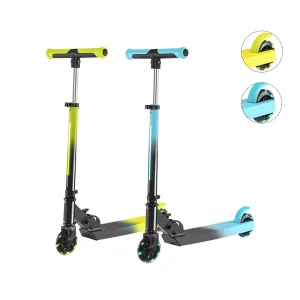 Folding Light up Stem Kick Scooter Aluminum Outdoor Yellow PU Customized Logo Kids Scooter