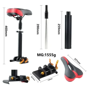 For M365 Electric Scooter Accessories Black and Red Folding Adjustable Seat No drill Shock absorbing Cushion