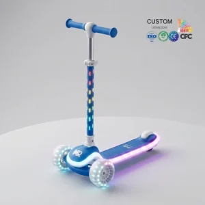 Full LED Light Kids 3 Wheel Kick Scooter Adjustable Foldable Children Scooter with Flash Wheels