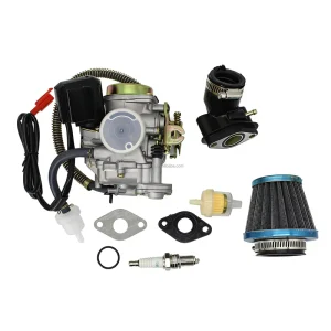 GY6 50 49CC 4 Stroke Scooter ATV Moped Go Kart Engine Carburetor Air Filter Intake Manifold Replacement Kit