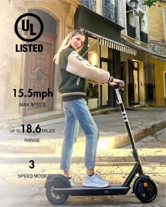 Germany Stock] UL Listed Electric Scooter for Adults 300W Motor 9″ Tubeless Tire 15.5mph Folding E Scooter CE 3-5 Days
