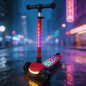 Girls Child Kick Push Scooter for Kids 3-10 Years 3-Wheel Modern Foldable Height Adjustable Lights Plastic Steel Included