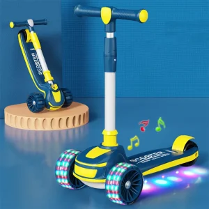 Girls Foot Kick Scooter 3 in 1 3 Wheel Foldable Outdoor Plastic Scooter for Kids