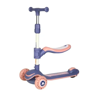 Girls Foot Kick Scooty Baby Toy 3 in 1 3 Wheel Scooter Children Three PU Wheel Kick Pedal Scooter