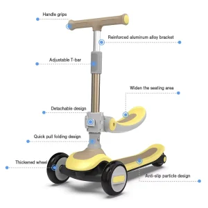 Girls Foot Kick Scooty Baby Toy 3 in 1 3 Wheel Scooters Children Three PU Wheel Kick Pedal Scooter