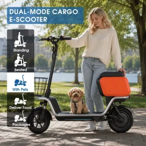 High Power 10 Inch Fast Electric Scooters with Dual Suspension Seat for Adults Delivery Pet Kick Scooters & Foot E Scooter