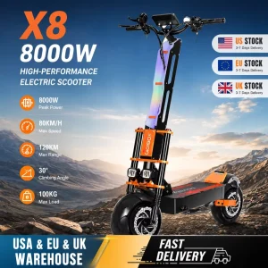 High-Power Off-Road Electric Scooter with 60V 8000W Dual Motor 80KM/H Speed 13-Inch Tire for Adult Extreme Adventure Riding