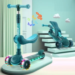 High Quality 3 in 1 New Model Foldable 3 Wheels Kids Kick Pedal Scooter with LED Lights