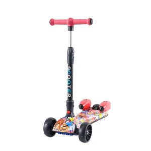 High Quality Kids 3 Wheel Electric Light Spray Scooter Children’s Folding Adjustable Kick Scooters Foot Scooters
