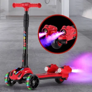 High Quality Kids 3 Wheel Electric Light Spray Scooter Children’s Folding Adjustable Kick Scooters Foot Scooters
