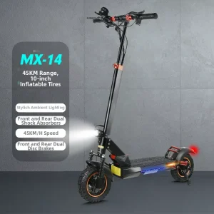High Speed 45km/h Long Range Adult Off Road Scooter Lithium Battery Waterproof Foldable Portable Two Wheel Double Disc Brake