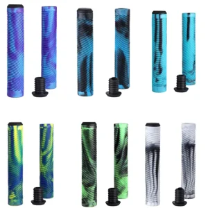 Huoli Handle Bar Grips Blue Black 160mm Bike Grips BMX Soft Rubber 22.2mm Stunt Scooter Grip for Bicycle