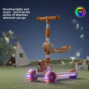 Kapibara 3 Wheel Kids Scooter Customized Color with Led Scooter for Kids Ages 2-8 Can Sit and Ride on