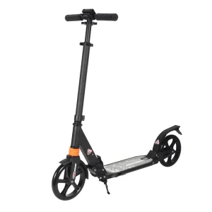 Kick Scooter for Kids Black PU Aluminum Non Electric Scooter for Ages 8+ Adults