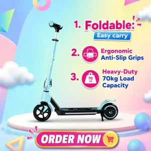 Kids Electric Scooter 130W with Adjustable Pole and Dual Brake System