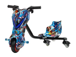 Kids Electronic Drifting Scooter 3-Wheel LED Lights Adjustable Seat Lithium Battery PVC Material 36V 70KG Load Capacity Outdoor
