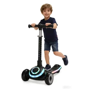 Kids Kick Scooter 3 LED Lighted Wheels and 4 Adjustable Height Handlebars Scooter for Kids