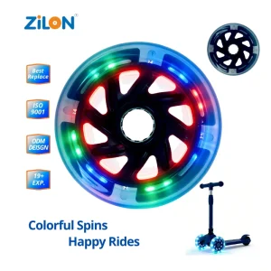 Kids’ Kick Scooters Off-Road PU 100x24mm Luminous LED Flashing Wheel Replacement Parts