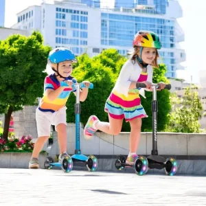 Kids Scooter 3 Wheel with LED Light Adjustable Height Lightweight Kick Scooter for 3 to 10 Years Old