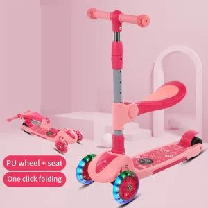 Kids Scooter Plastic Aluminum Frame Kick Scooter with Flash Wheel Hummer Wheel