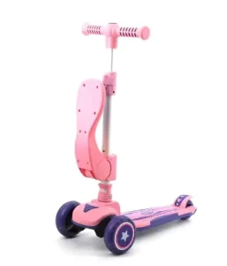 Kids Scooter with Seat 3 Wheels Children Foot Kick Scooter for Kids Girls