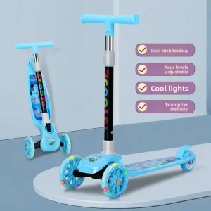 Light-Up Wheels Electric Kick Scooter for Girls Ages 3-9 Portable Baby Kick Scooter with Plastic Wheels for Kids
