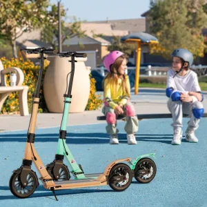 Lightweight Aluminum Frame Kids Scooter with Double Brake Height Adjustable 2*200mm Wheels Foldable for Outdoor Use