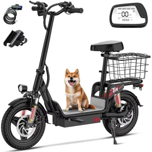 Local Warehouse Delivery 500W Peak 14+ Electric Scooter 35-Mile Range 330lbs Load 30 MPH Dual Suspension Brake Foldable Design