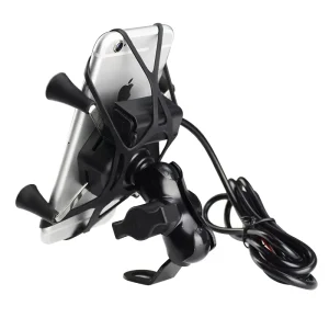Metal USB Charging Mount for E Bicycle Scooter Motorcycle Mobile Phone Holder