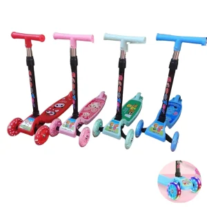 Modern 3-Wheel Kids Scooter for Ages 1-4 Foldable with LED Wheels Battery-Powered for Outdoor Use