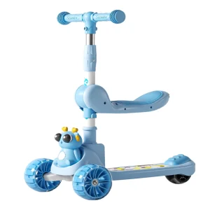 Modern Style Lightweight 3 in 1 Kids’ Scooter Light Music Foldable Height Adjustable Outdoor Use Three Wheels Seat Included 3 6
