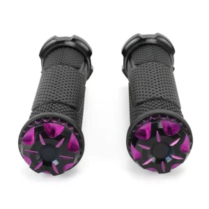 Motorcycle Handlebar Grips Universal Non Slip Rubber Hand Grip Covers with Purple Decor Motorbike Handle Bar Accessories 2Pcs