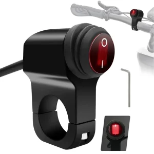 Motorcycle Handlebar Switch 12V with Aluminum Alloy Holder ATV Light Bar Rocker Switch for 7/8 Inch Handlebar