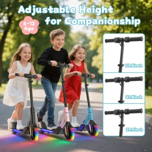 Multi-Function Kids’ Electric Scooter with Seat 2-Wheel Rubber Foot EScooter with Taillight Ambient Light Kick Scooters