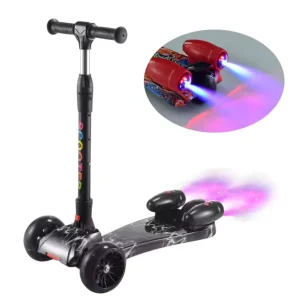 New Model 3 Wheel Foot Scooter Water Smoke Kick Electric Kids Scooter with Music Speaker Led Lights