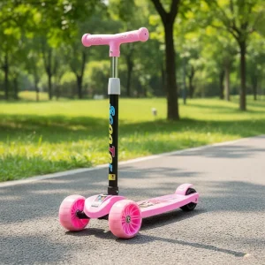 New Model 3 Wheels Kids Kick Pedal Adjustable Height Foldable Scooter Outdoor Plastic Modern