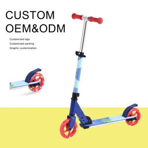 OEM 145mm Steel Aluminum Foldable Height Adjustable Two-Wheeled Kids’ Outdoor Kick Scooter ABEC-7 Bearings 50kg