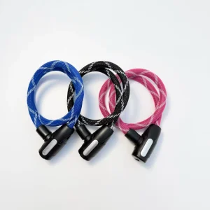 OEM Zinc Alloy Webbing Coated 12*800mm Key Wire Cable Lock for Motorcycle E Scooter Bike Bicycle Accessories
