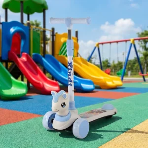 Outdoor Sport Toys Kids Kick Pedal Scooter with LED Lights Foldable 3 LED Light Wheels