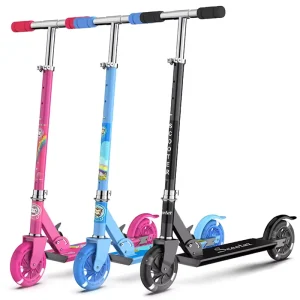Safe Portable Lightweight Scooter Kids Height Adjustable Two Big Wheels Foldable Children’s Kick Scooter for Kids Girls Boys