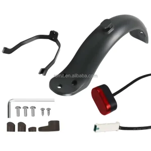 Scooter Rear Fender and Stand Kit with Tail Light for Mijiam365 Electric Scooter Accessories Black Plastic Silicone