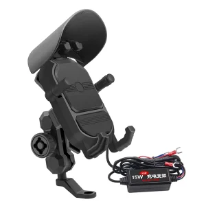 Security Lock Mobile Phone Holder and Charger Mirror Mount for Motorbike Scooter Wireless Motorcycle Accessories