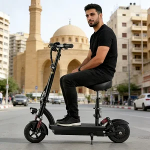 Smart Electric Scooter With Seat LCD Display One Click Folding E Scooter Adult Ergonomic Design Comfortable Riding Experience