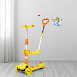 Teddy Bear 3 in 1 Detachable Outdoor Activity Scooter Strolling Companion Kick Scooter Cartoon Themed Handlebar for Children Gifts