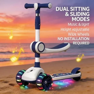 Three-Wheel Scooter for Kids 1-12 Years Old Pedal Plastic Material Kick Scooter