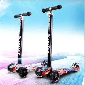 Three-wheel Foldable Music Light Kick Scooter for Children Kids Toys