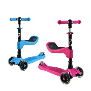 Toddlers Light Weight 3 Wheel Lean to Steer 2 in 1 Kick Scooter With Adjustable T Bar